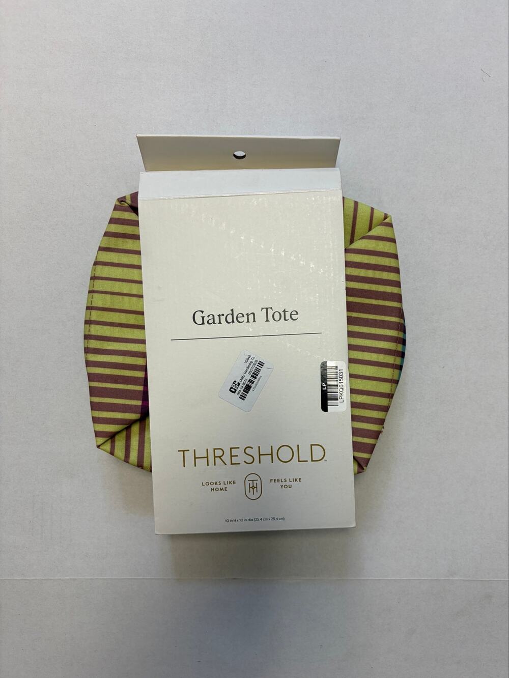 Threshold Garden Tote Green Burgundy Striped Gardening Tool Organizer 10”